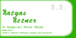 matyas metner business card